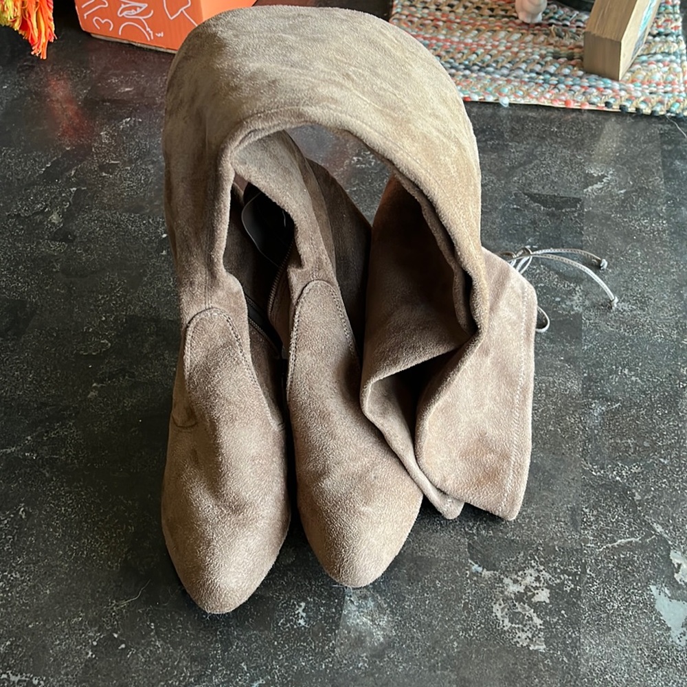Over the knee brown boots